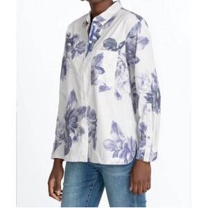 New Johnny Was Delaney Floral Cotton Button long Sleeve Sz XL
